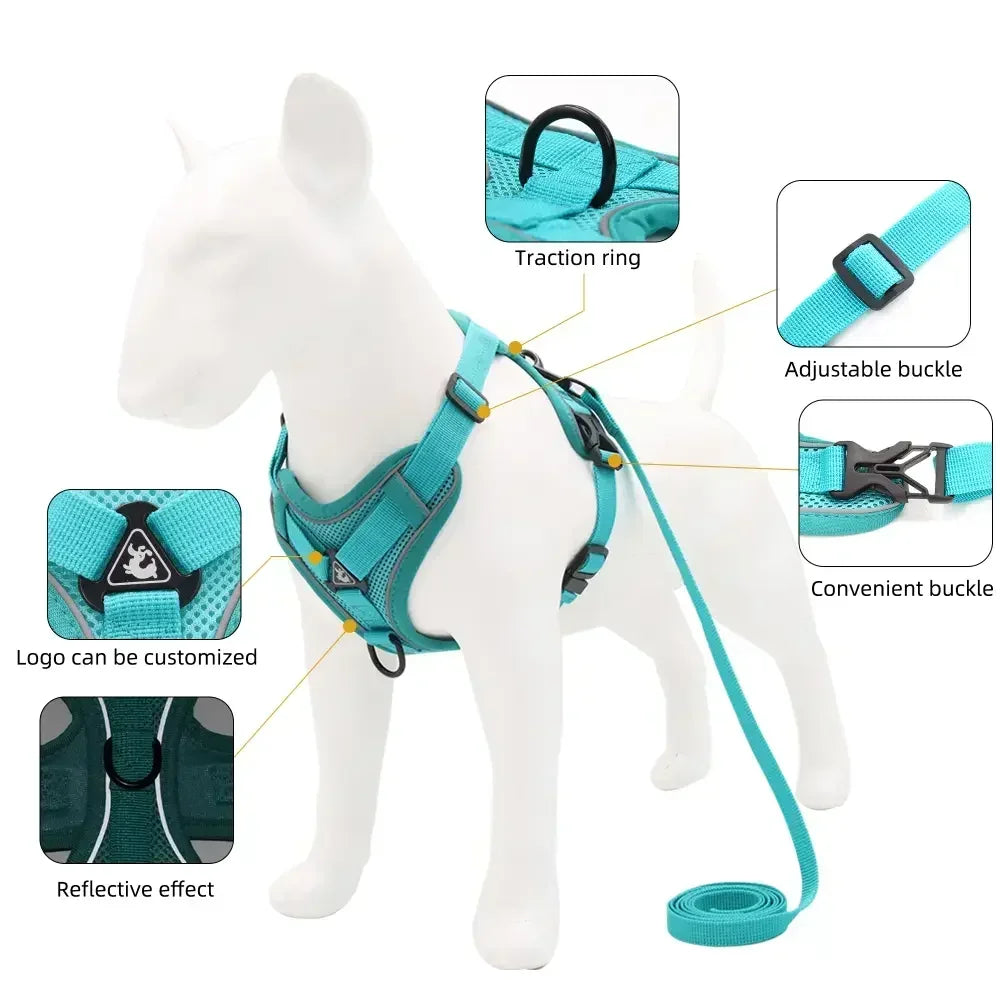 Adjustable No Pull Pet Dog Harness and Leash Set - My Pet Shop