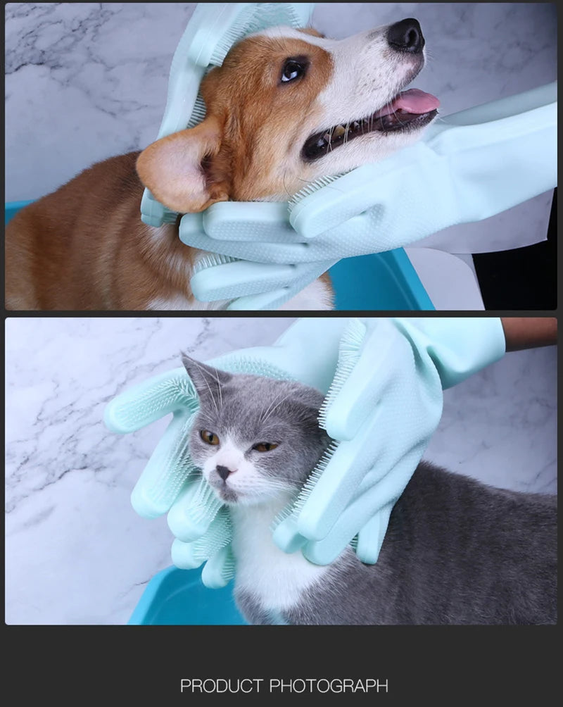 Soft Silicone Pet Scrubber Glove - My Pet Shop